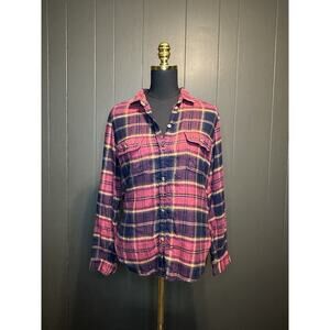 American Eagle Multicolor Flannel Button Down Long‎ Sleeve Classic Fit S Small
